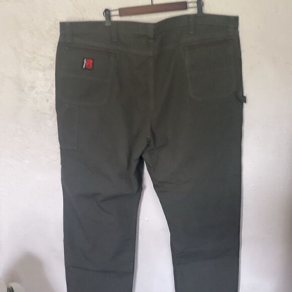 Wrangler Jeans Riggs Workwear Olive Green Size 48X30 Carpenter Like New - Picture 3 of 10